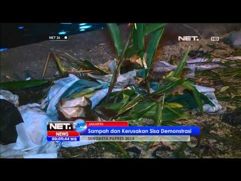 Buntut Bentrokan Massa Kubu Prabowo Hatta dan Polisi, Kawasan Thamrin Dipenuhi Sampah N