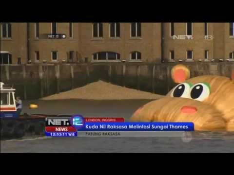 Patung Kuda Nil Raksasa Hadir di Sungai Thames London -NET12