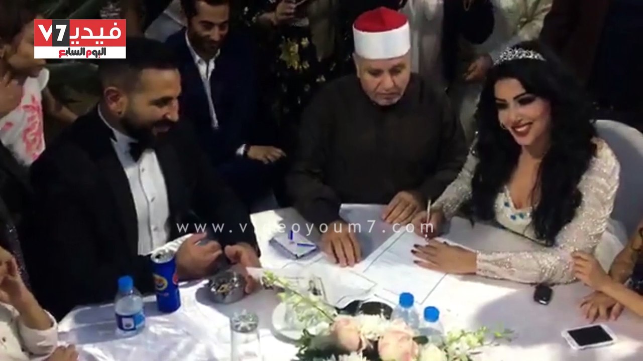 شاهد فرحة أحمد سعد وسمية الخشاب بـ"كتب الكتاب" وأول رقصة بعد الزواج