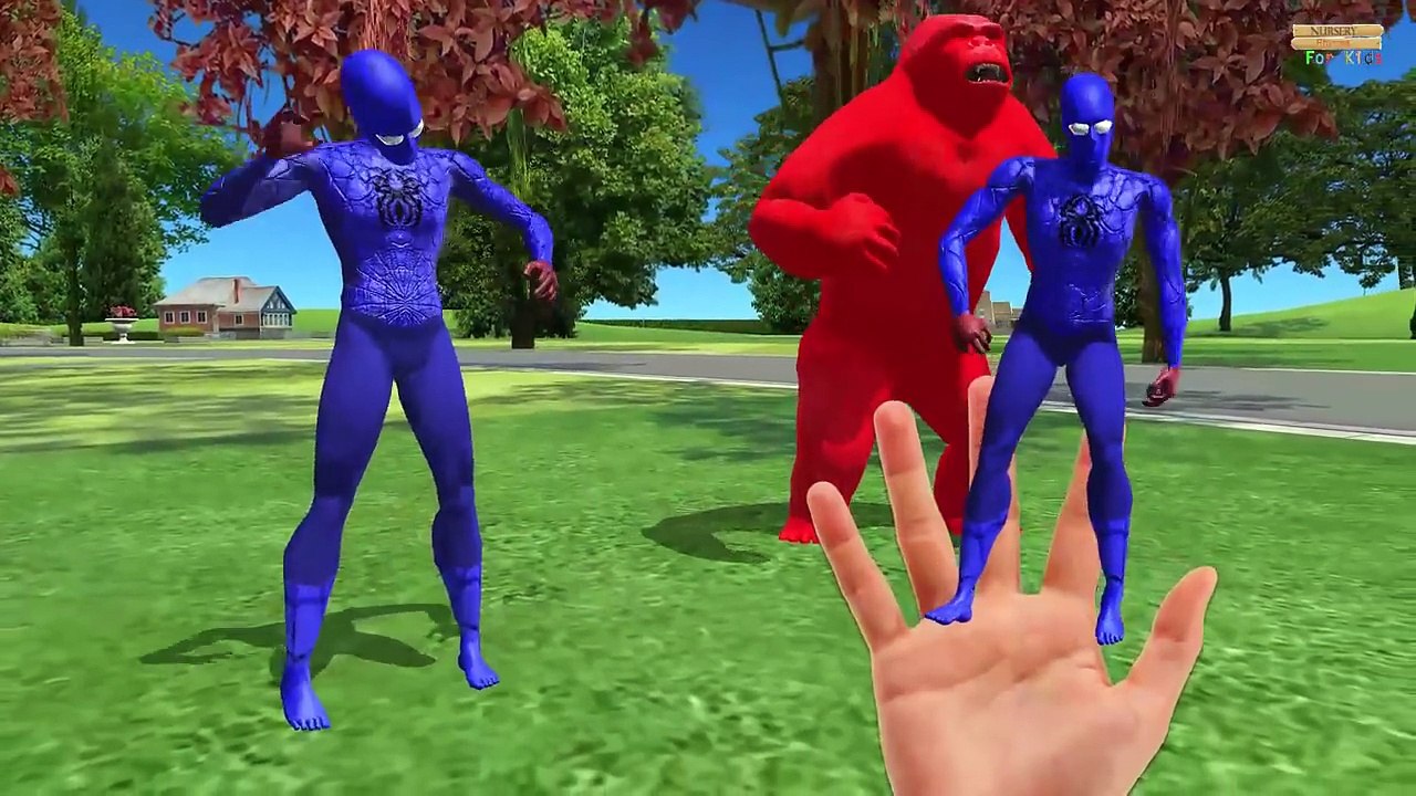 Superheroes Spiderman Hulk Captain America vs colors Gorilla Finger family Nursery Rhymes 3D