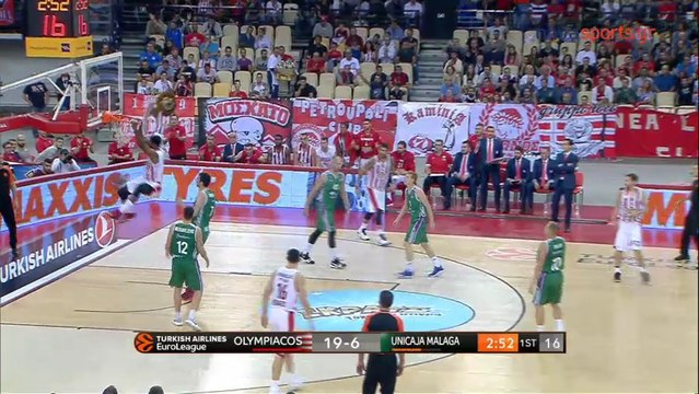 Το ΕΚΡΗΚΤΙΚΟ κάρφωμα του Μακλίν μετά την εξαιρετική πάσα του Μάντζαρη - Ολυμπιακός - Μάλαγα - 20.10.2017