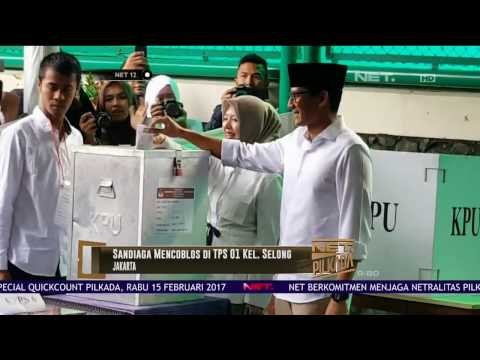 Sandiaga Uno Nyoblos di TPS 01 Kelurahan Selong Jakarta Selatan - NET12