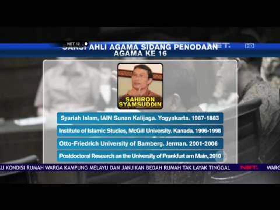 Inilah Profil Nama-nama Saksi Ahli Agama yang Diusung Kuasa Hukum Ahok - NET12