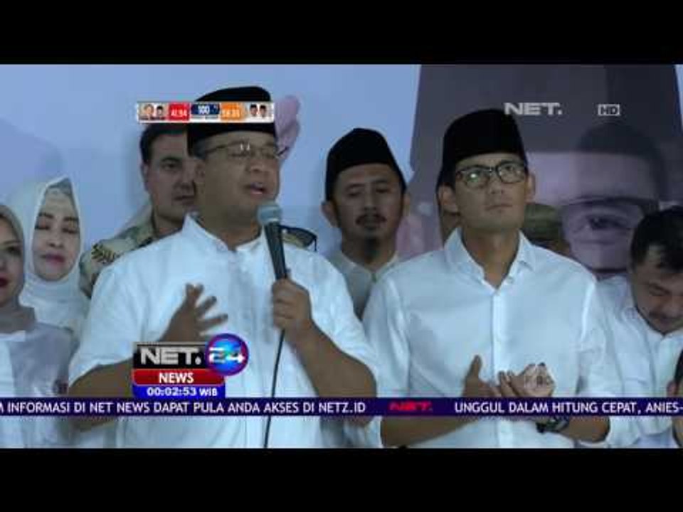Dinyatakan Menang, Inilah Pidato Kemenangan Anies-Sandi - NET24