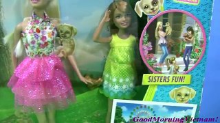 3 Chị Em Búp Bê Barbie Mới - Skipper, Barbie, Stacie - Kết Hợp Nhà barbie 2 trong 1 (Bí Đỏ)