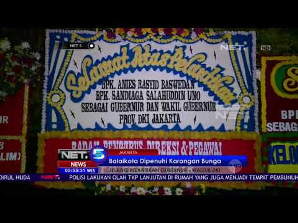 Karangan Bunga untuk Anies Sandi Mulai Padati Balaikota - NET5