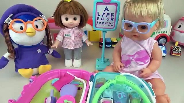 Hospital Baby doll eye test and ambulance doctor kit play set toys