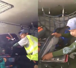 Un bagagiste filmé en train de voler dans des valises.