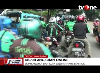 Sopir Angkot Hadang Ojek Online, Polisi Turun Tangan Melerai