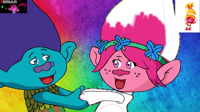Trolls Movie Coloring Princess Poppy and Branch True Colors Transforms - Trolls Transformation Color