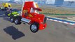 Mack Truck and Race Trucks Color - Cars McQueen Jerry Truck and Friends - Videos for kids & Songs