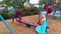 Frozen Elsa LOSES her HEAD! w/ Joker Spiderman & Spidergirl Funny Superheroes in Real Life