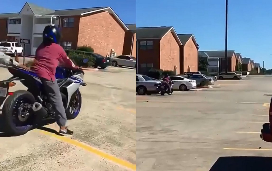 Cette femme vas regretter d'avoir voulu faire un tour de moto.