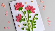 How to Make - Greeting Card Quilling Flowers - Step by Step | Kartka Okolicznościowa