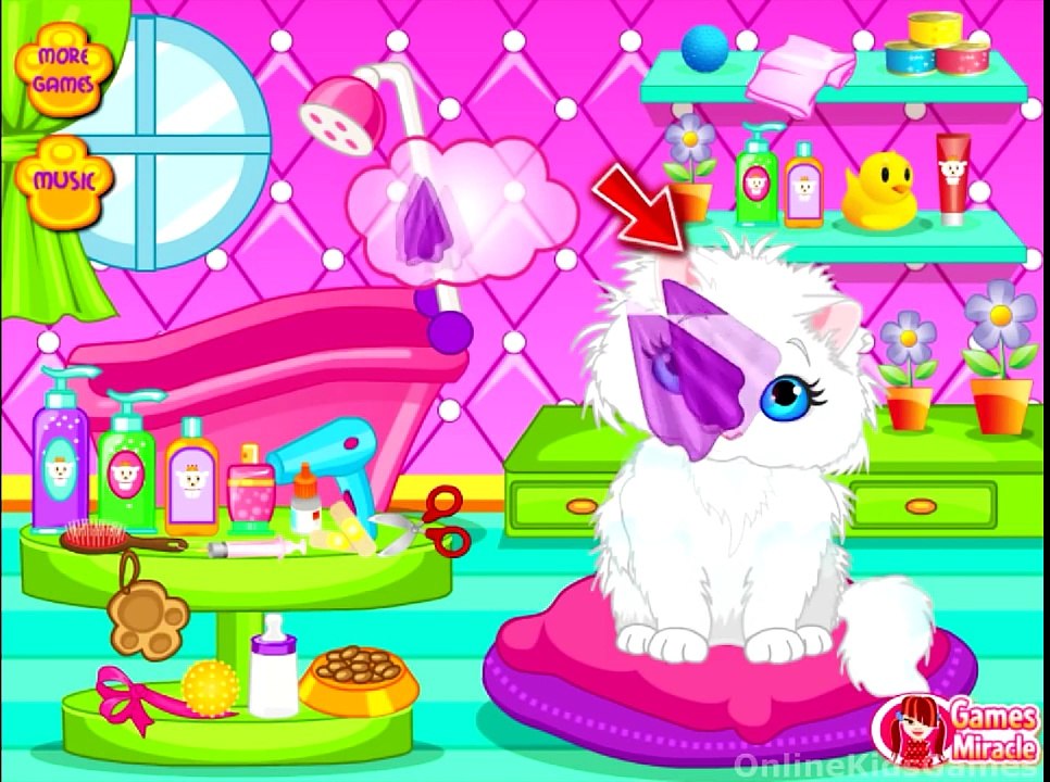 Funny Animals Game Online - Taking Bath for your Cat - Little Kids Games