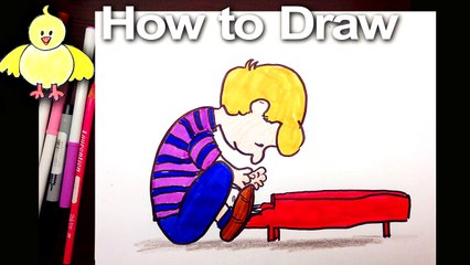 Drawing: How To Draw Schroeder from The Peanuts step by step - Easy | DoodleDrawArt