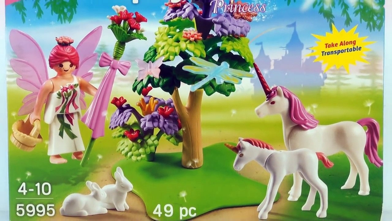 Playmobil Princess Prinzessin Fairy Garden with unicorn fantasy (5995) pink playset toy opening
