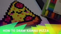 Handmade Pixel Art - How To Draw a Kawaii Pizza by Garbi KW #pixelart