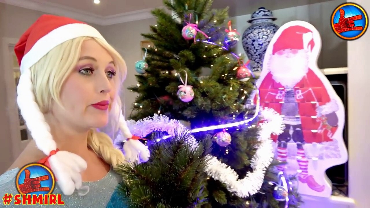 Frozen Elsa EATS CHRISTMAS TREE! w/ BAD Santa Claus Spiderman Joker Kidnaps Hulk Doctor Superheroes