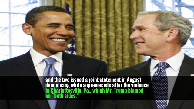 Without Saying ‘Trump,’ Bush and Obama Deliver Implicit Rebukes