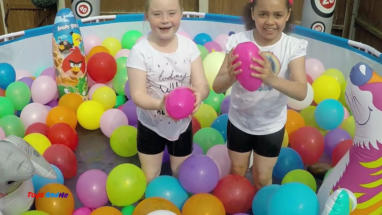 Slime Baff!! - Balloons - Swimming Pool Toy Challenge - Giant Surprise Egg Hunt Opening