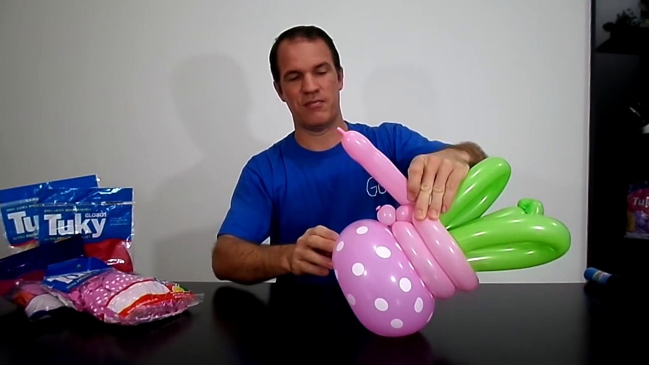 como hacer flores con globos largos - globoflexia fácil flores - como hacer un florero con globos