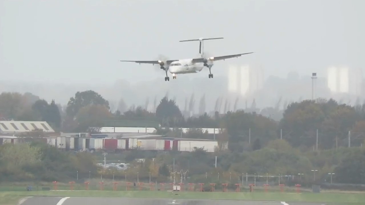 Scary! Planes Struggle To Land At Birmingham Airport During Storm Brian