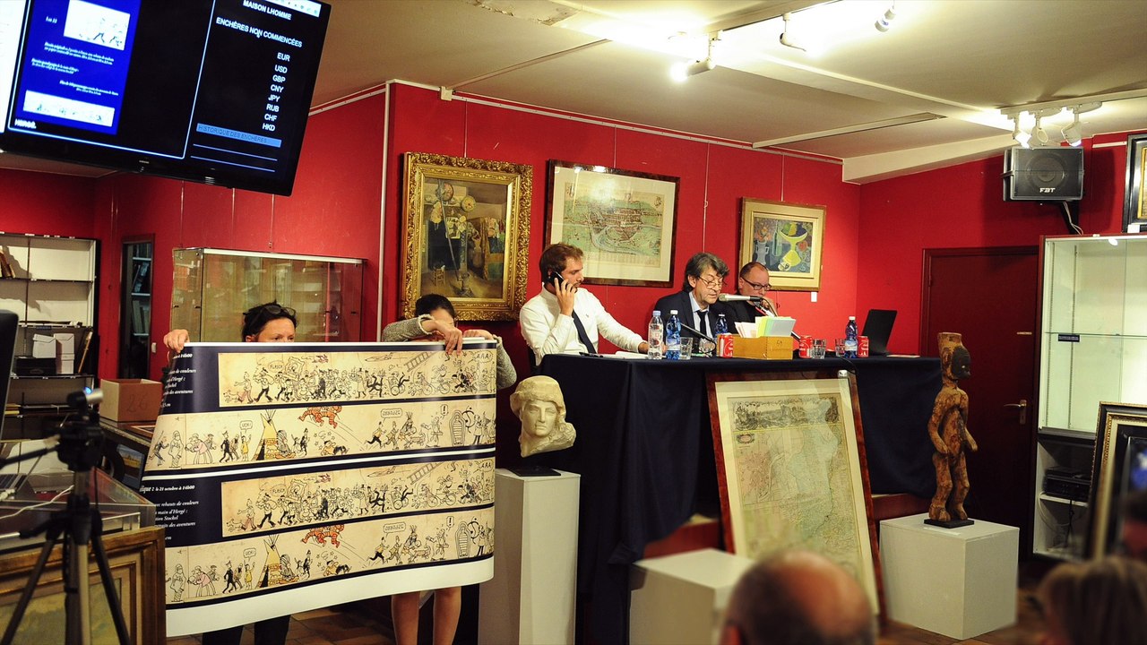 Vente aux Enchères d'un dessin de Hergé à Liège