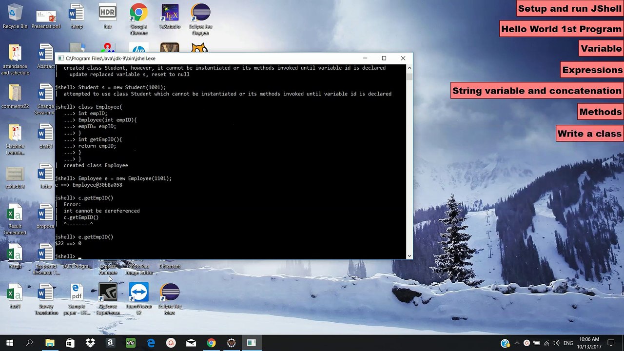 JShell - Java 9 interpreter (REPL) - Getting Started with Examples and Video Tutorial