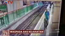 Terekam CCTV, Pria Ini Sengaja Dorong Wanita ke Lintasan Kereta