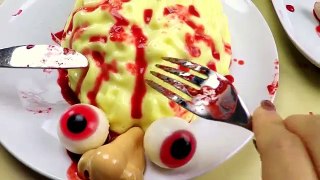 Eating Funny Pudding Brain for Halloween Dinner!! ASMR Eating Sounds! No Talk!