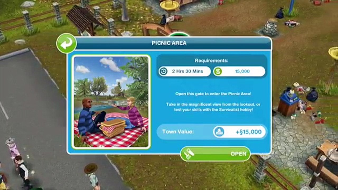Sims FreePlay - Picnic Area (Review & Walkthrough)