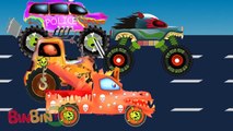 Big Truck Kids | Backhoe Loader - Tow Truck -Police Car - Haunted House Scary Monster Truck Children