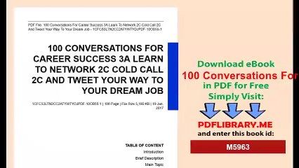 100 Conversations For Career Success: Learn To Network, Cold Call, And Tweet Your Way To Your Dream Job