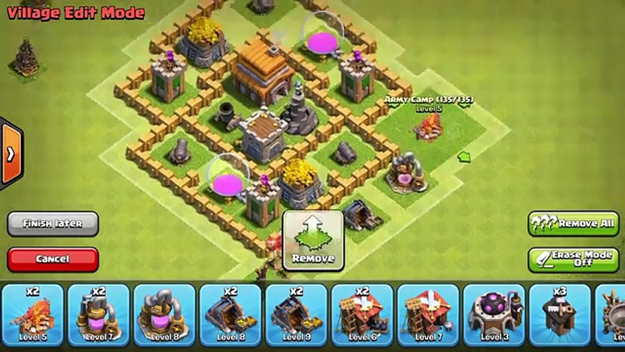 Clash of Clans -Town Hall 5 Defense (CoC TH5) BEST Hybrid Base Layout with defense replays