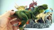 20 schleich dinosaur toys around Schleich giant volcano - Tyrannosaurus Spinosaurus dinosaurs