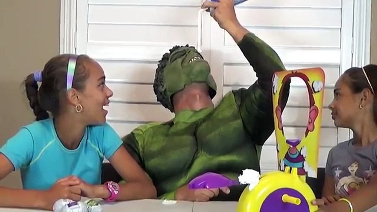 HULK PIE FACE CHALLENGE GAME! Fun Family Game SURPRISE EGGS Whip Cream Face TOYS TO SEE
