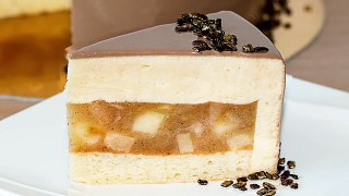 МУССОВЫЙ ТОРТ ЯБЛОКИ В КАРАМЕЛИ | Mousse Caramel Apple Cake Recipe