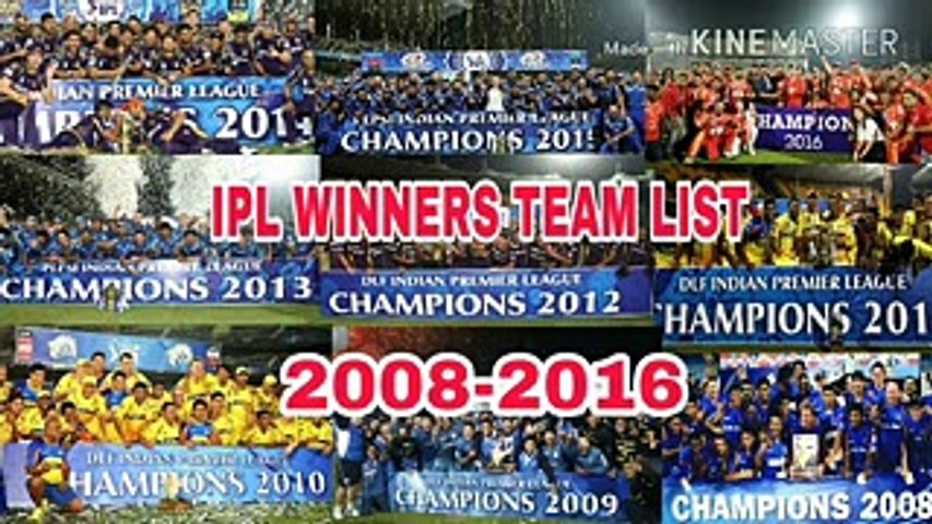 ipl winners list from 2008 to 2016