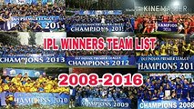 IPL Winners Team List 2008 to 2016  Indian Premier League Winning Team List.