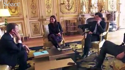 Macron'un köpeği gazetecilerin önünde çişini yaptı!