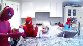 Black Spiderman Venom Vs Joker Funny Prank! Kid superhero in real life Compilation Frozen Elsa