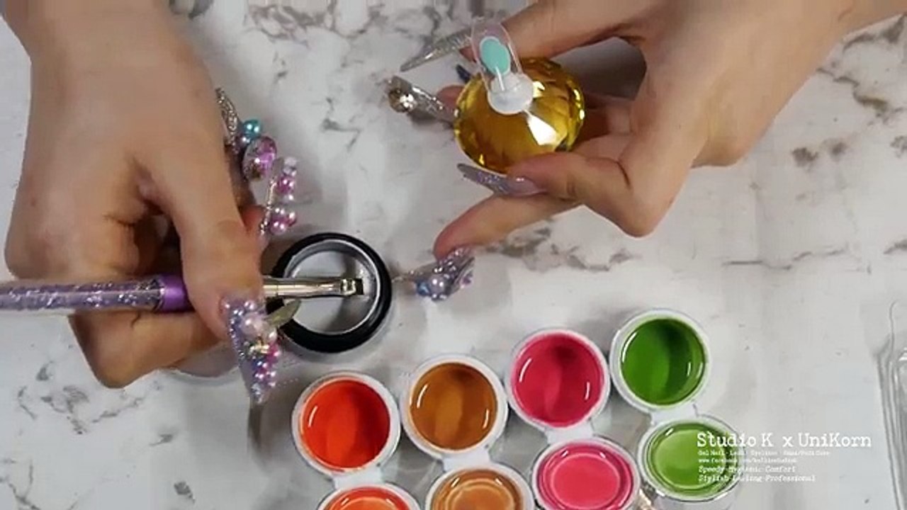 UniKorn 獨角獸專業美甲教學 花卉絹布暈染 Flower Gel Gradient With Silk Wrap Step by Step Tutorial