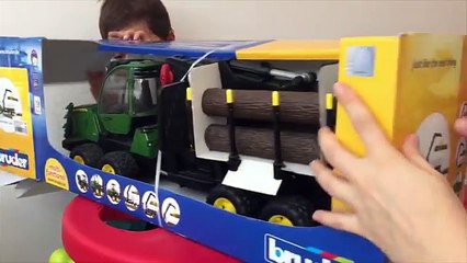 Bruder oyuncak kütük yükleme ve nakliye aracı açtık, oynadık | Bruder John Deere
