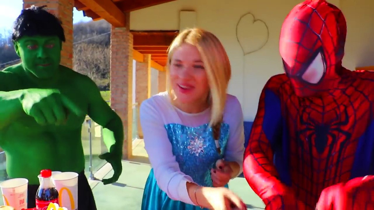 Joker CRUSHES Hulks Dino T-Rex Toy by CAR! w/ Spiderman Frozen Elsa Hulk Superhero Fun IRL