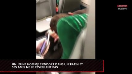 Ce jeune homme s'endort dans un train et ses amis lui font une petite blague (vidéo)