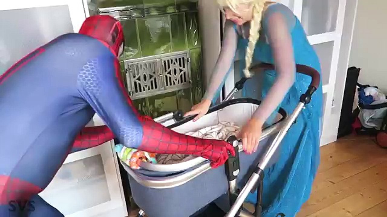 UGLY BABY vs JOKER w/ Spiderman & Frozen Elsa Anna Pink Spidergirl Crying Baby Superhero Real Life