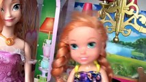 Anna and Elsa Toddlers Bully at Mcdonalds Barbie Disney Frozen Dolls Chelsea Jessica Toys in Action