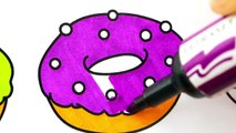 Coloring Pages Sweet Dunkin Donuts with Color Glaze - Videos for Kids with Colored Markers