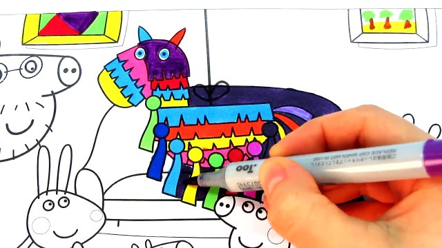 Miss Rabbit with Rosie and Robby Rabbit Peppa Pig Coloring Book Pages with Colored Markers